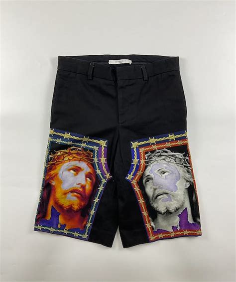 givenchy jesus shorts|Givenchy Jesus Print Bermuda Shorts in Black .